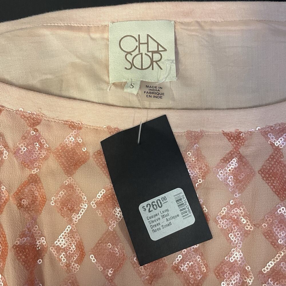 NWT Chaser Mini Dress Checkered Pink Sequin Women’s Small Party Cocktail Club - Picture 12 of 15